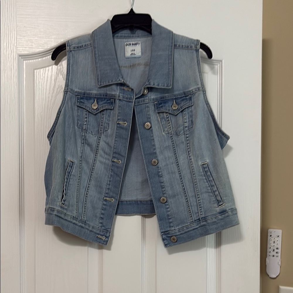 Old Navy Blue Denim Sleeveless Jacket